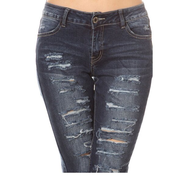 Distressed Juniors Cotton denim cropped jeans ACP-772 - Picture 1 of 4